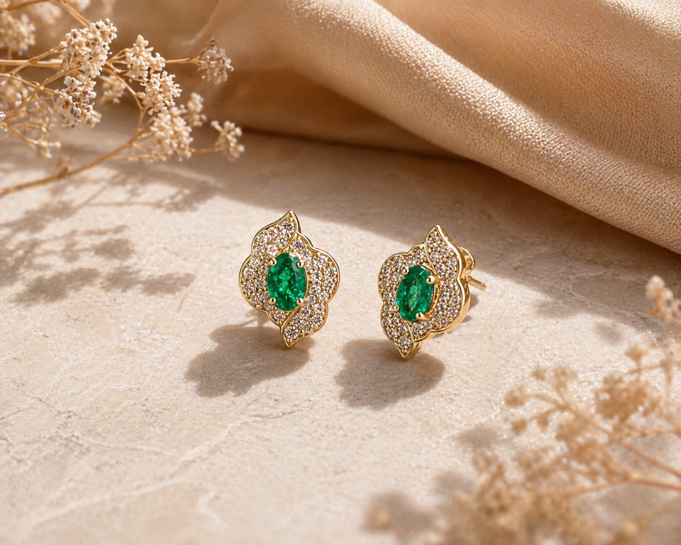 Green Ivy Studs Emerald