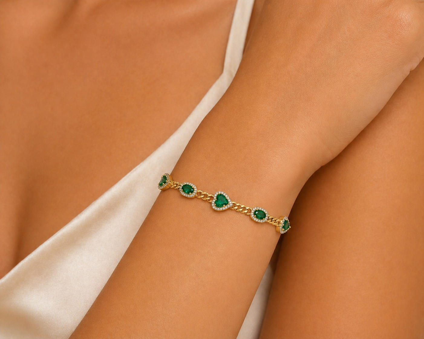 Multi Shaped Emerald & Diamond Bracelet Emerald
