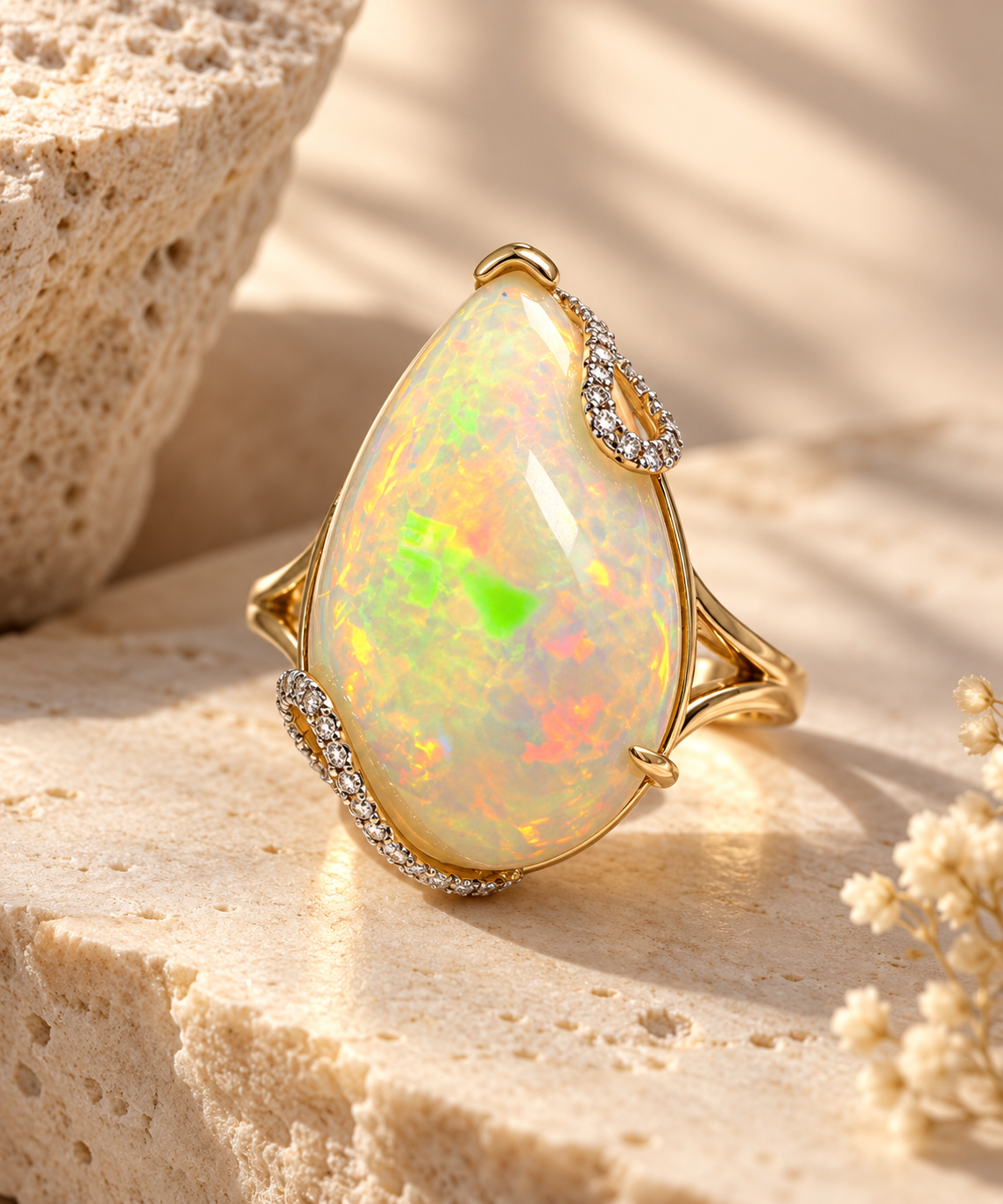 Glacial Fire Opal Ring