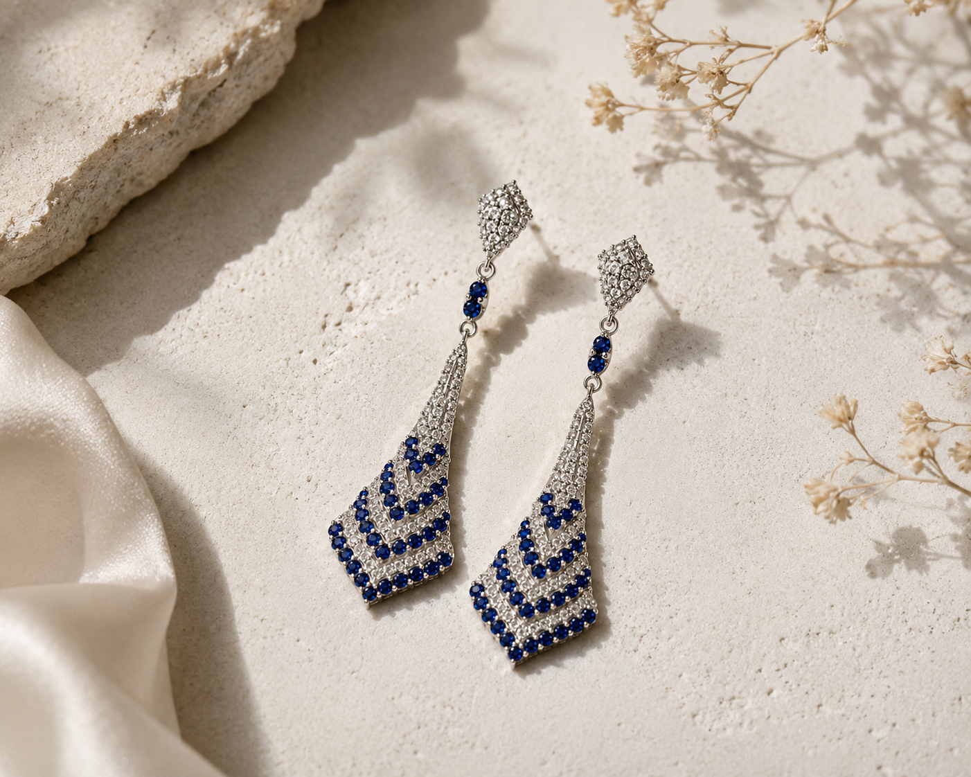 Glamour Girl Sapphire & Diamond Tennis Earrings