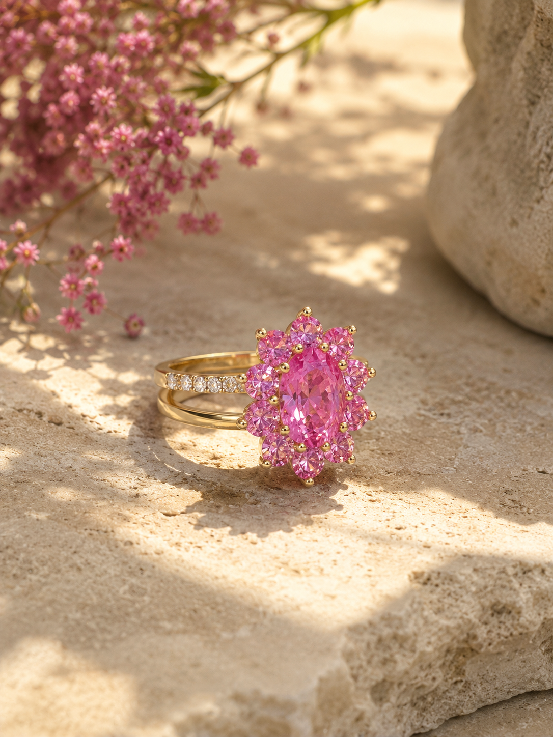 Dahlia Pink Sapphire & Diamond Ring Pink Sapphire