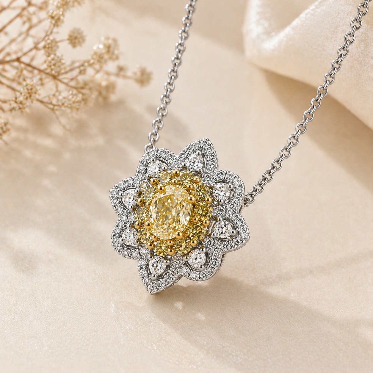 Magnolia Diamond Necklace Yellow Diamond