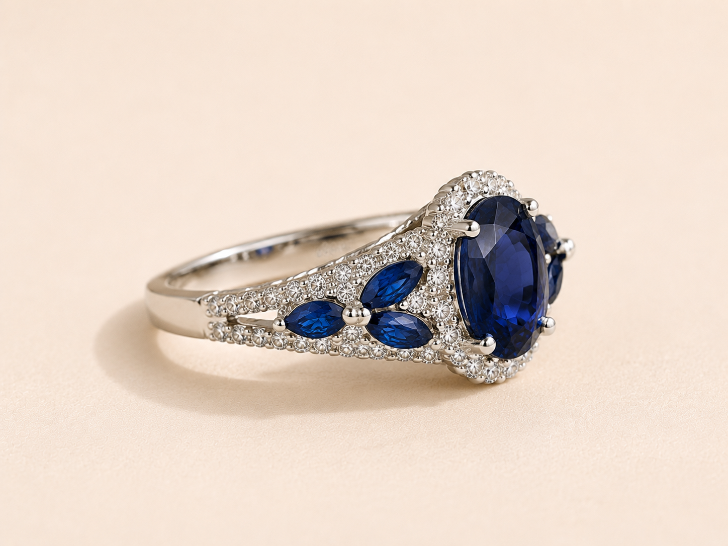 Leaves of Blue Sapphire Ring Blue Sapphire