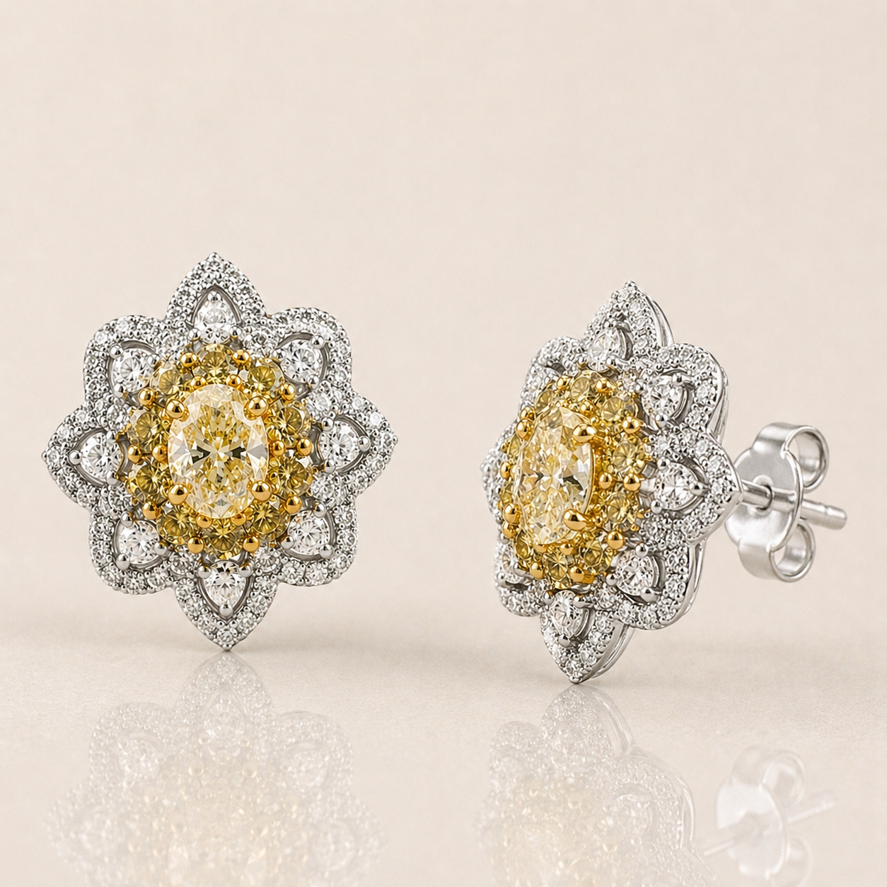 Magnolia Diamond Studs Yellow Diamond