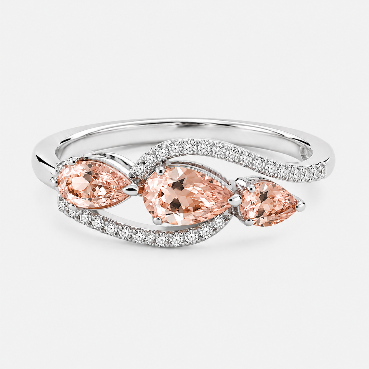 Twisting Tear Drop Morganite Band Morganite