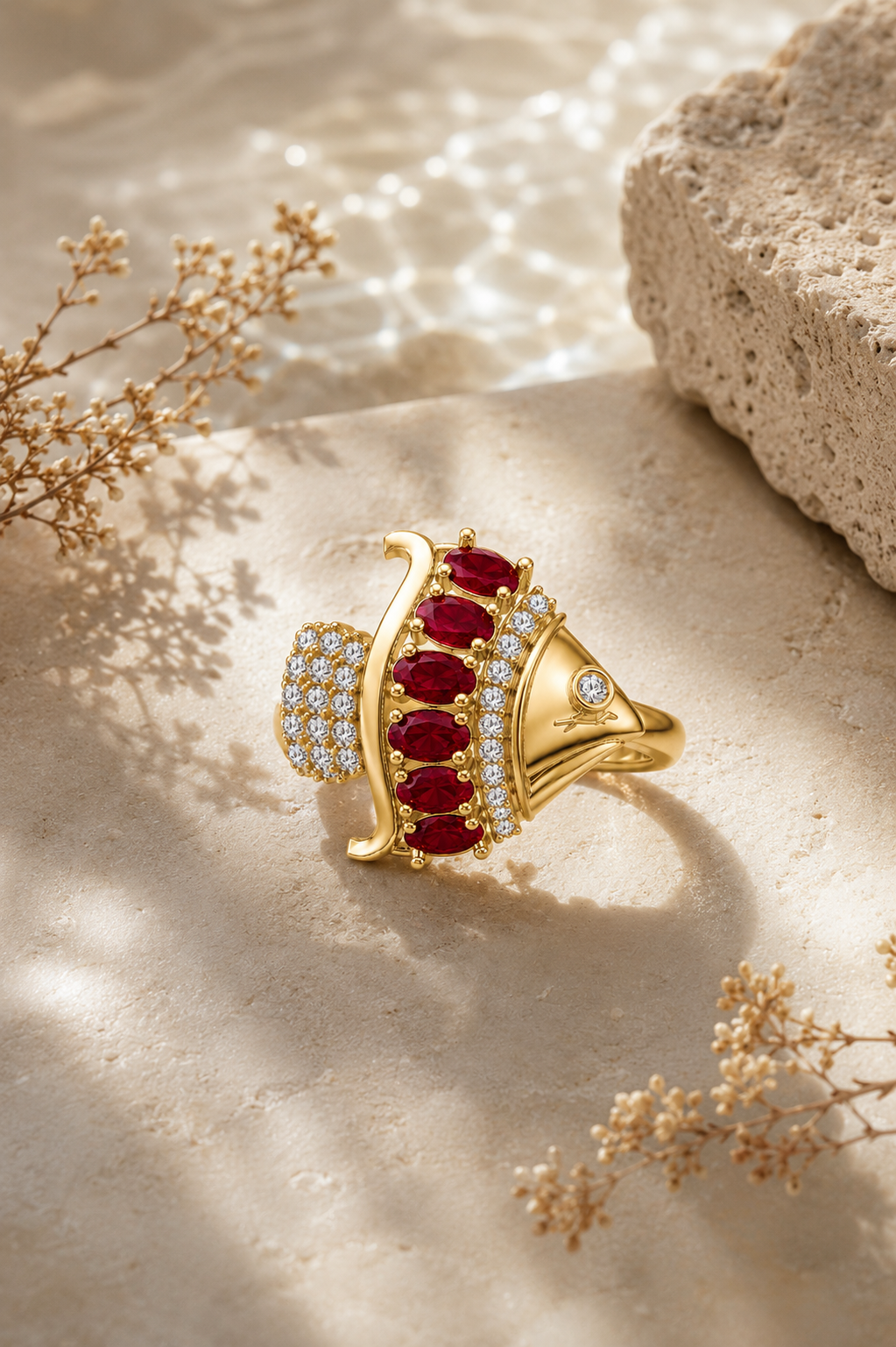 Ruby & Diamond Idol Fish Ring