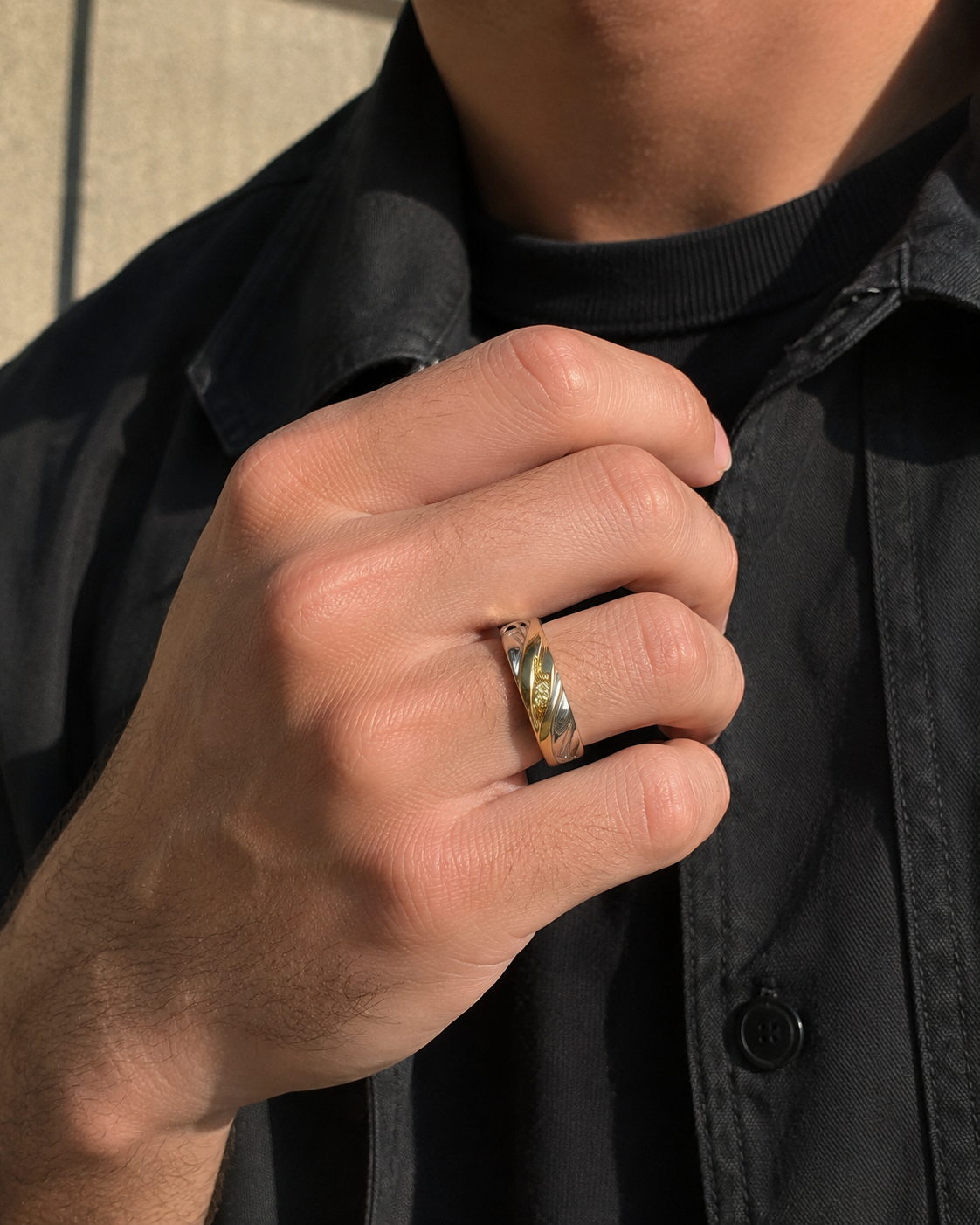 Duo Tone Yellow Diamond Men's Ring Yellow Diamond