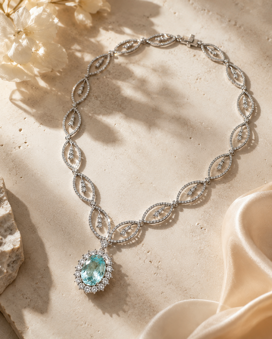GIA Pariaba & Diamond Tennis Necklace