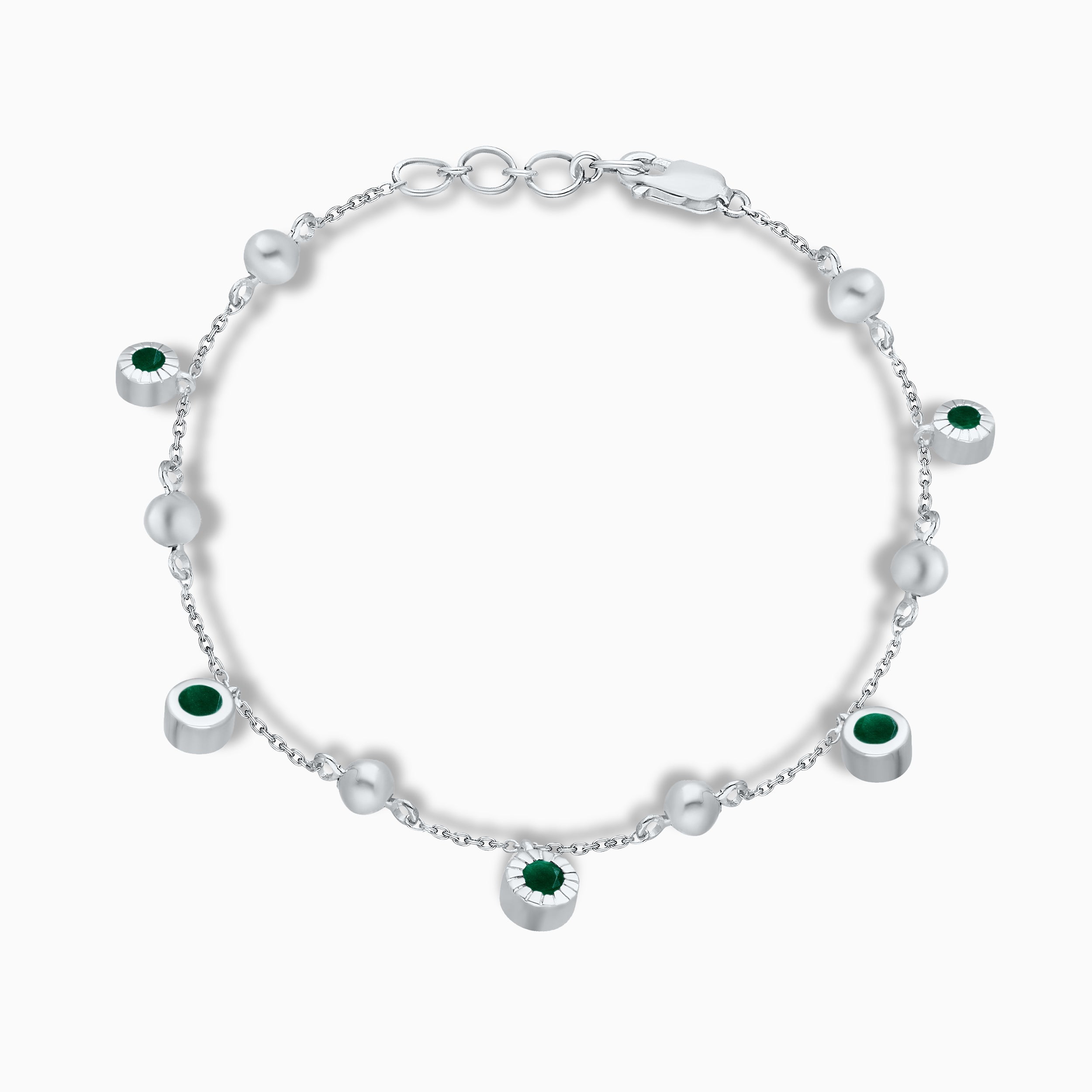 Emerald and White Diamond Tennis Bracelet Emerald