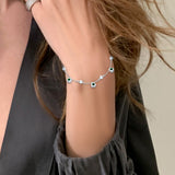 Emerald and White Diamond Tennis Bracelet Emerald