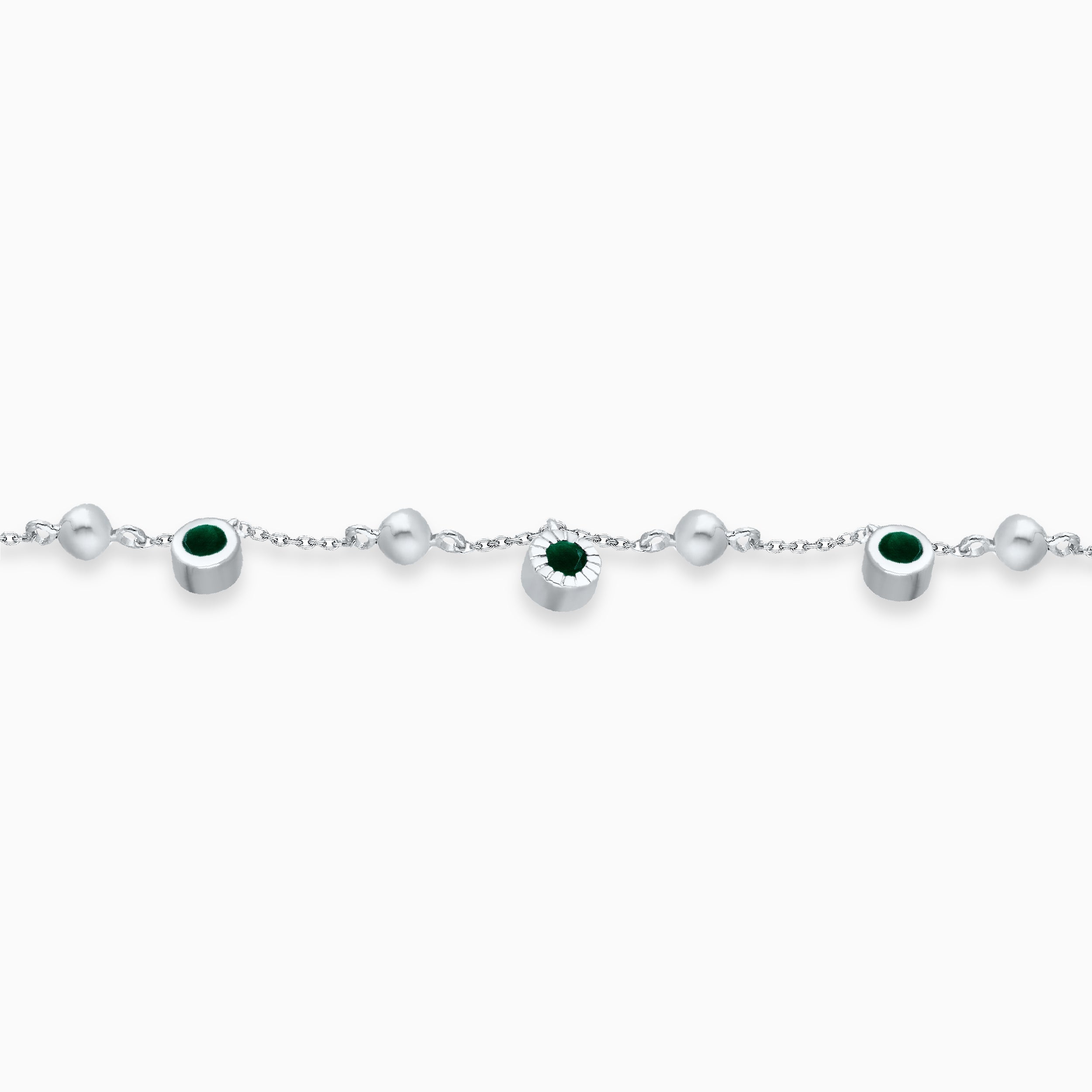Emerald and White Diamond Tennis Bracelet Emerald