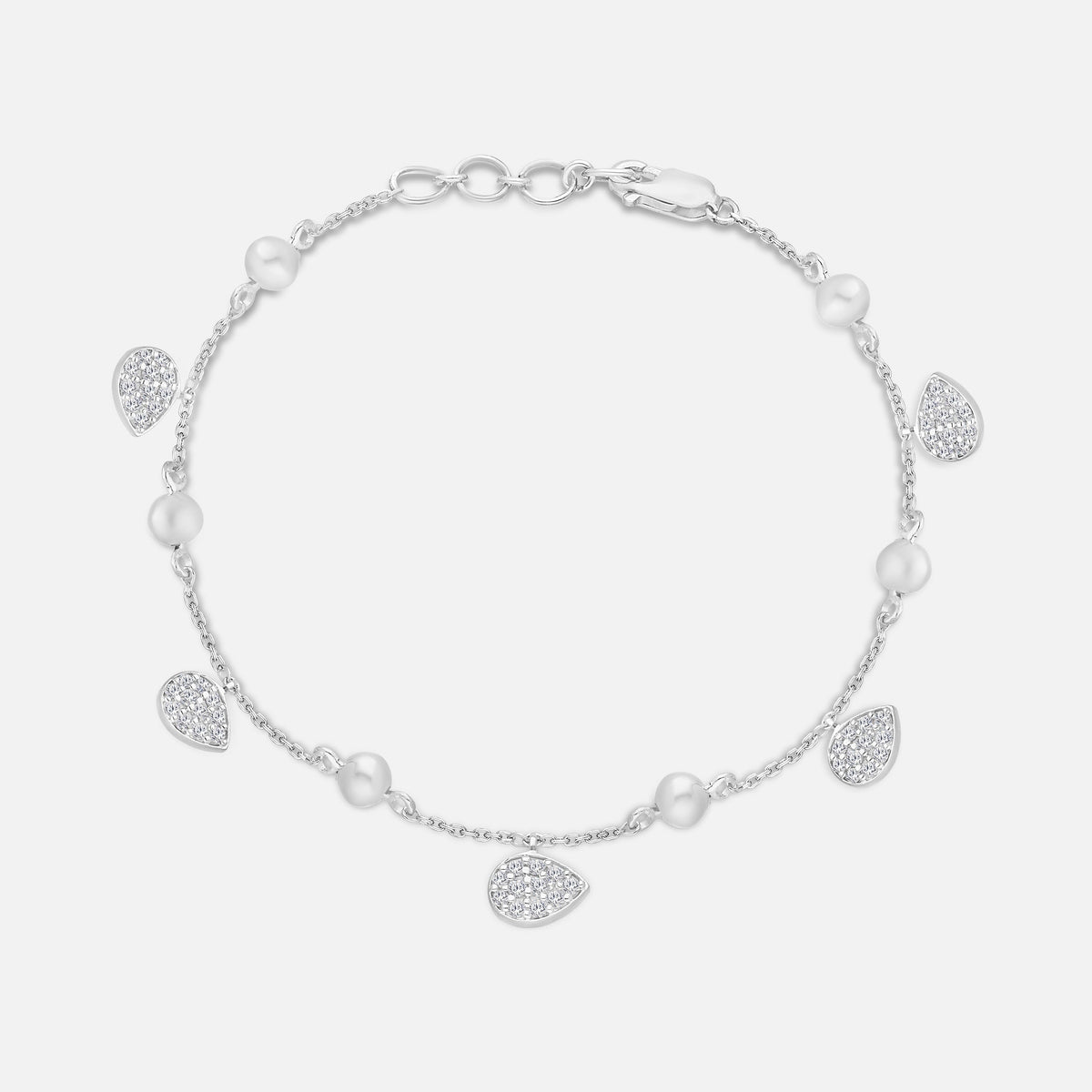 Pave Diamond Dangle Tennis Bracelet White Diamond
