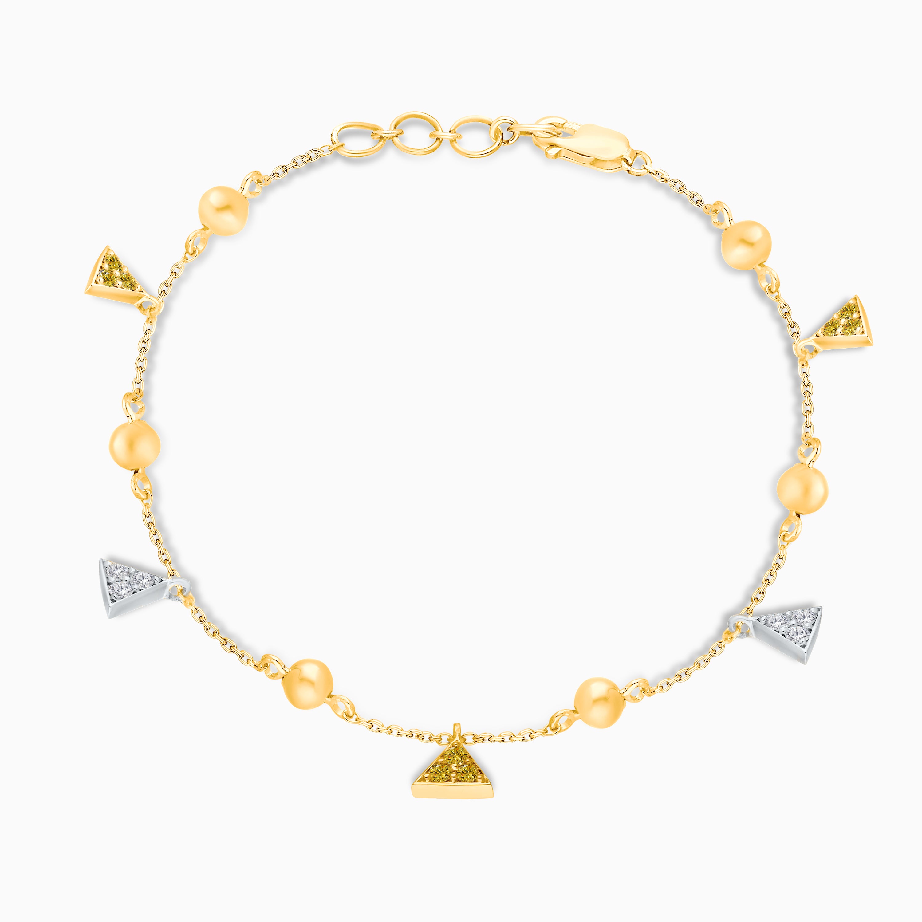 Trillion Yellow & White Diamond Chain Bracelet