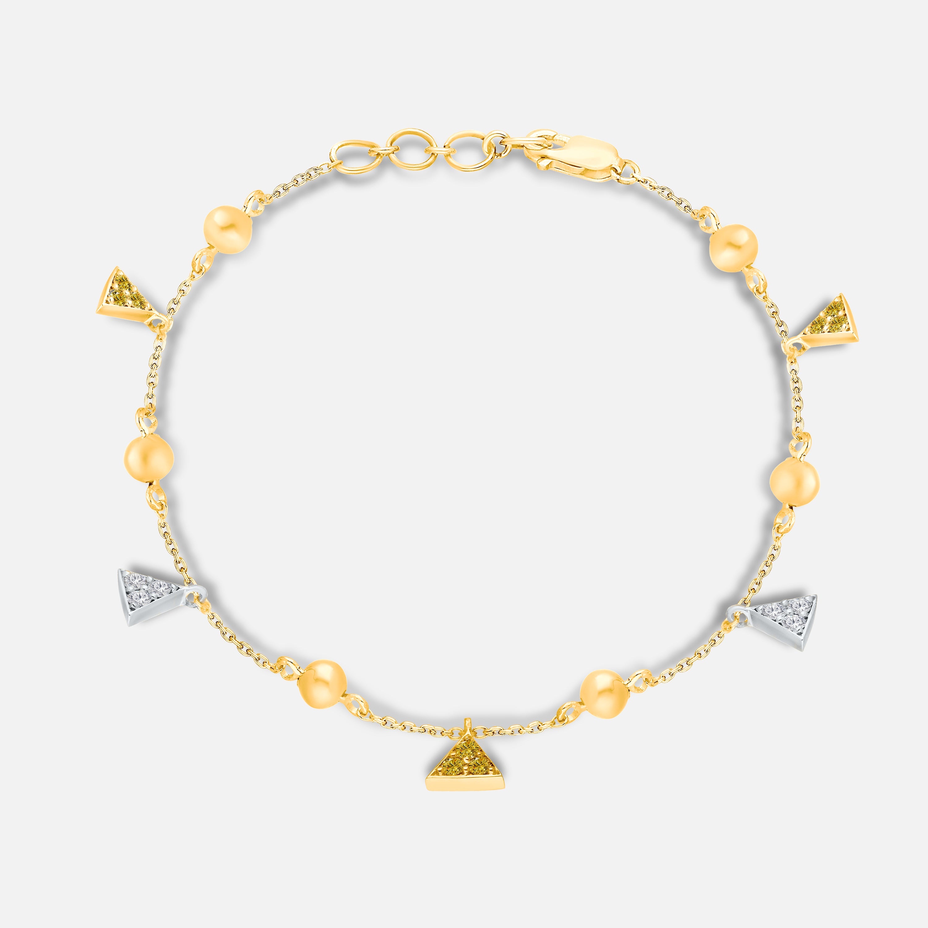 Trillion Yellow & White Diamond Chain Bracelet Yellow Diamond