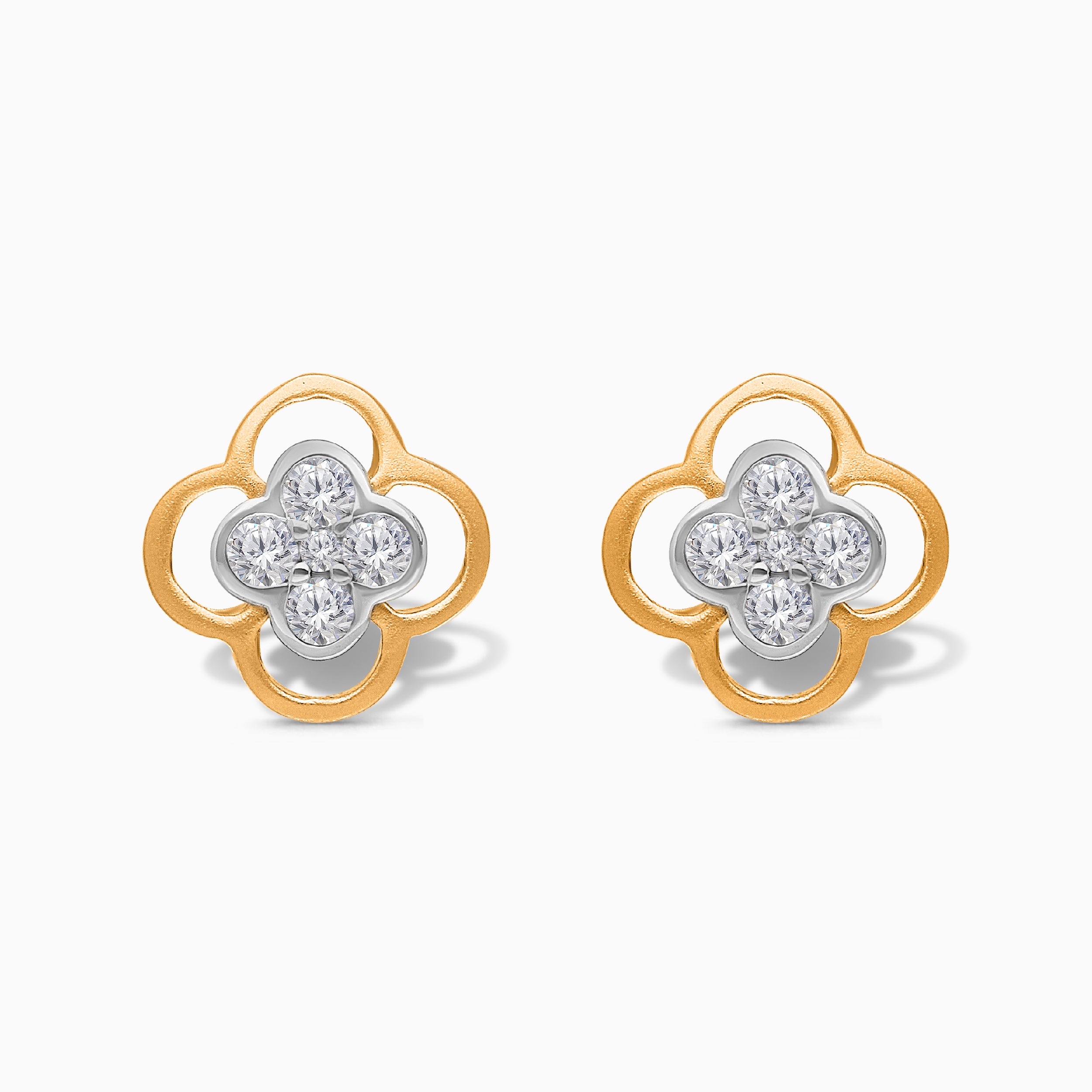 Dual Tone Open Clover Studs