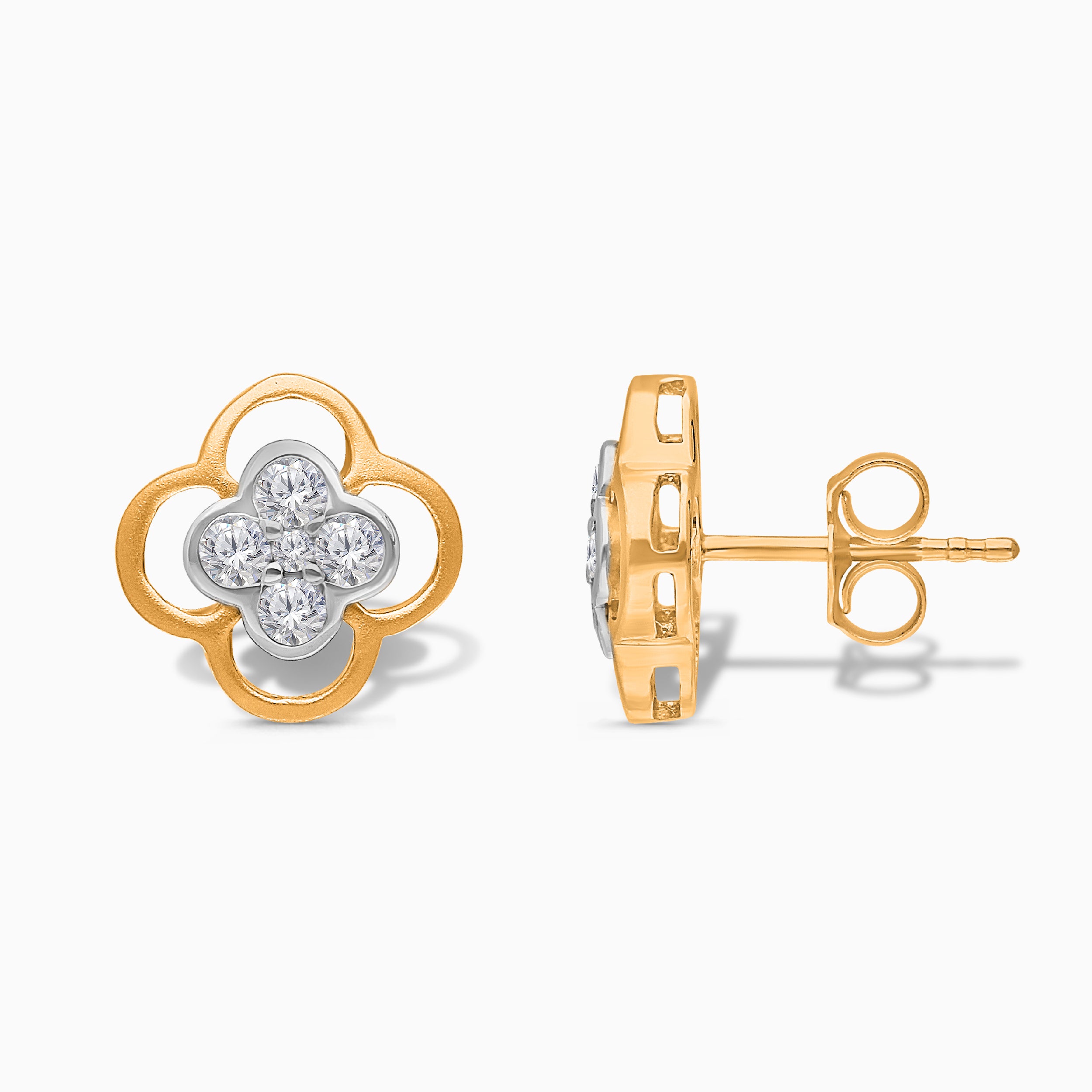 Dual Tone Open Clover Studs