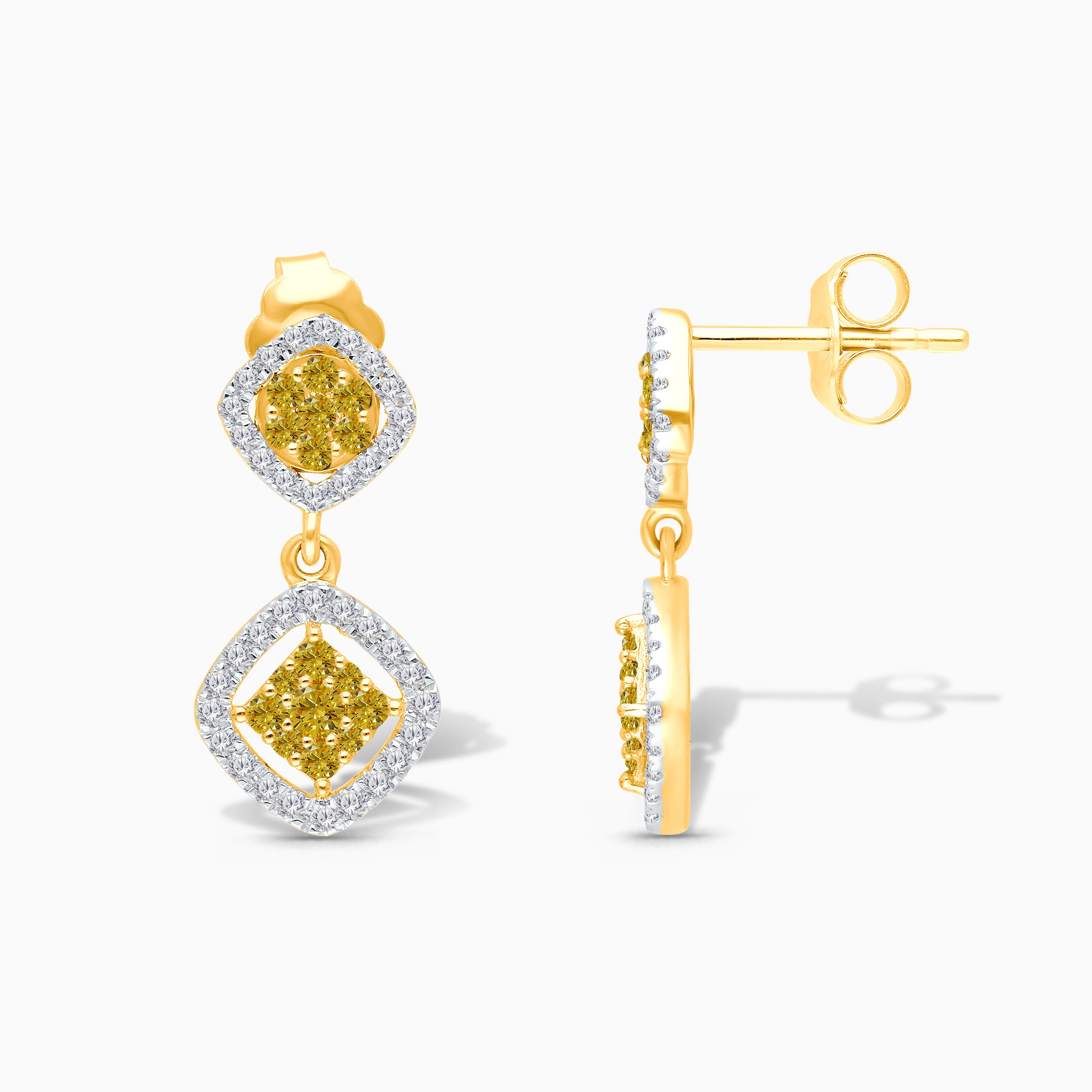 Yellow Diamond Dangle Earrings