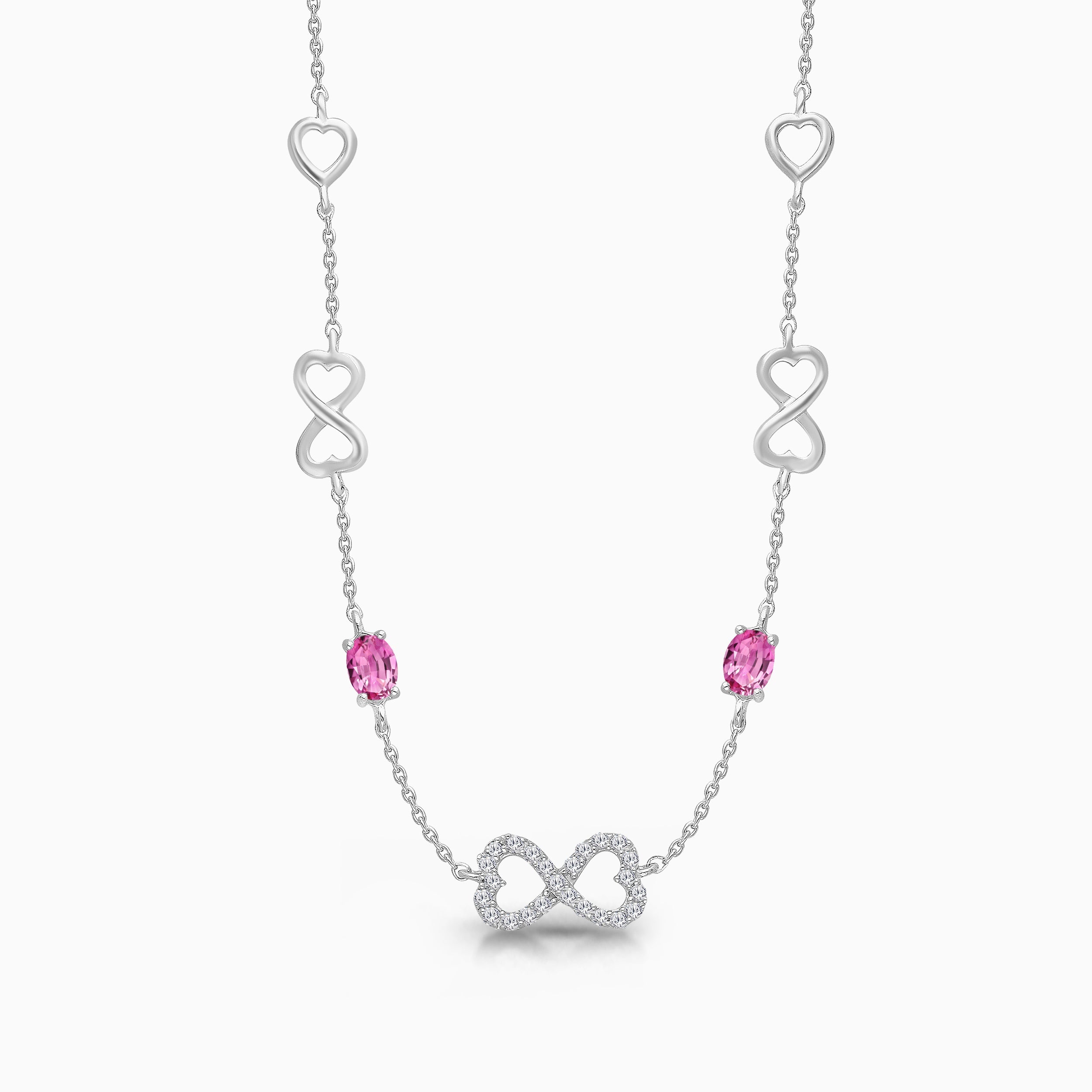 Infinity Heart Pink Sapphire Necklace