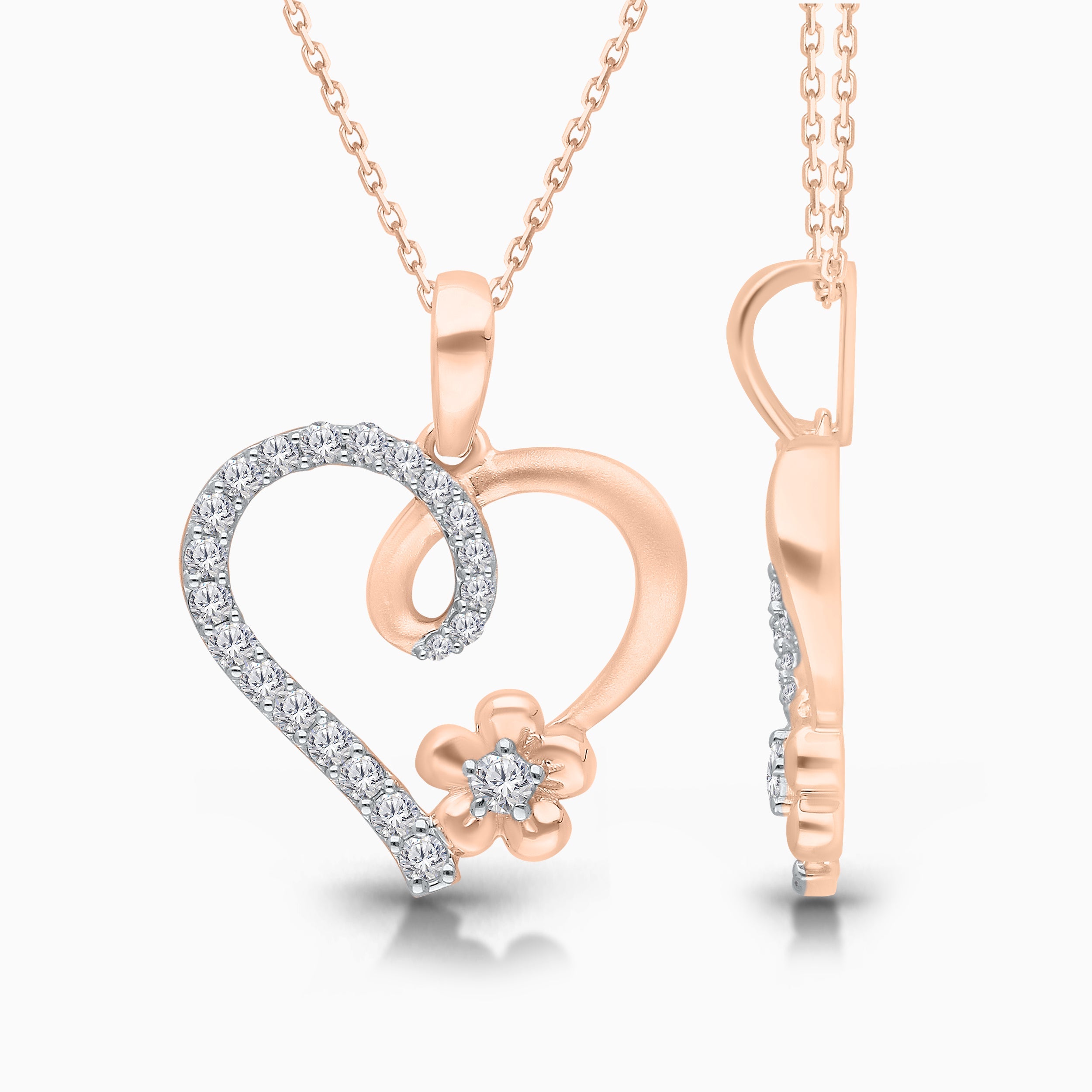 Heart & Flower Diamond Necklace