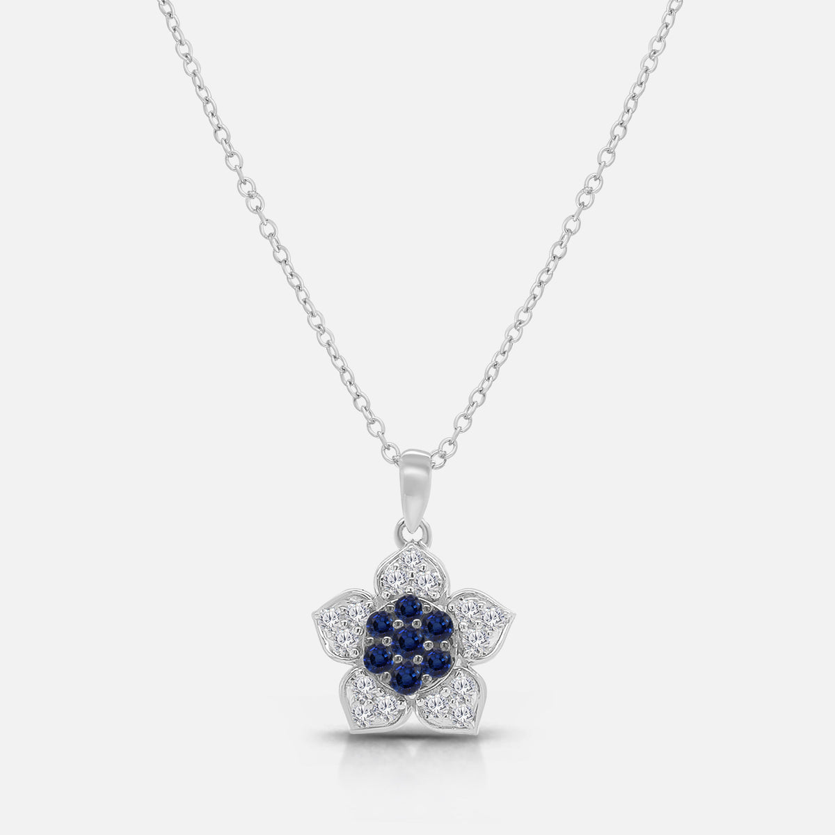 Starfire Flower Pendant Blue Sapphire
