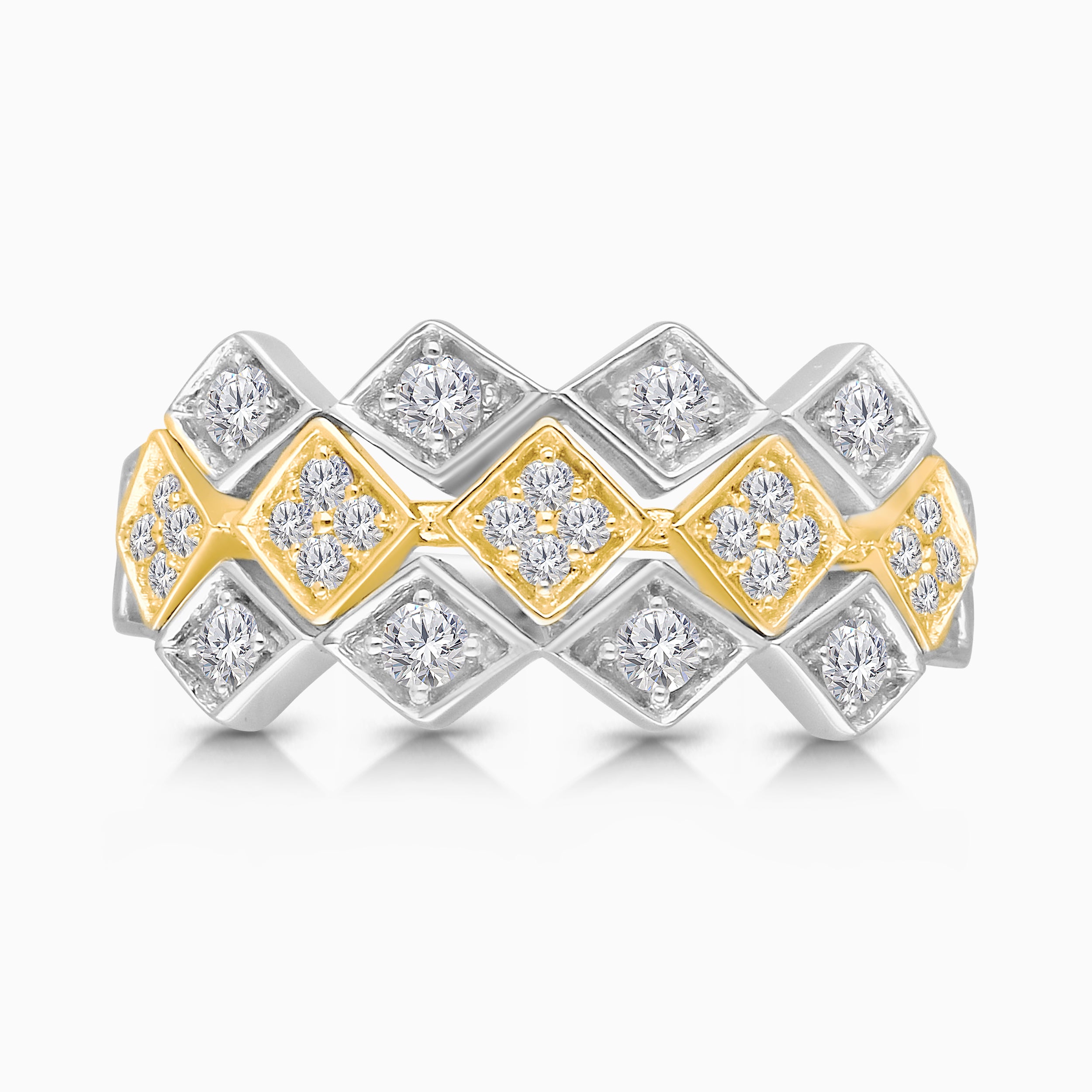 Rows Of Diamonds Dual Toned Band