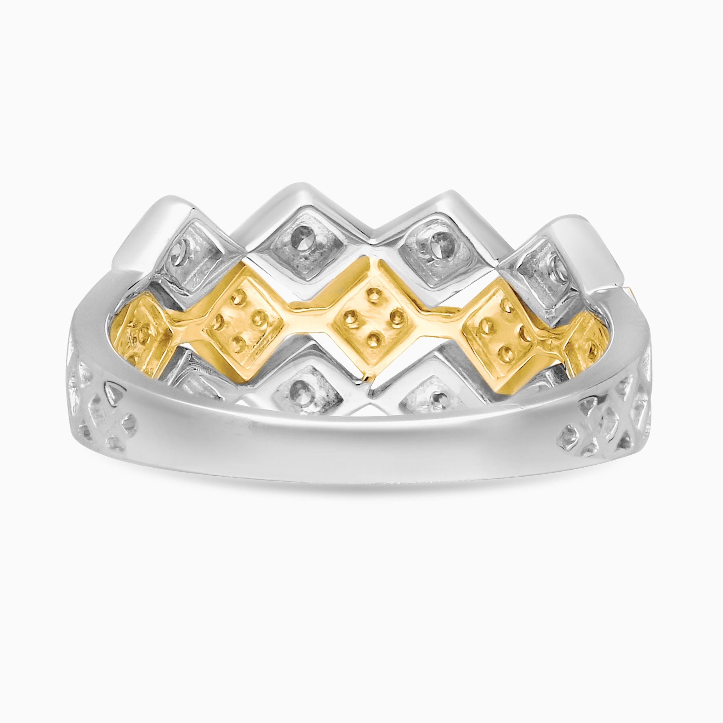 Rows Of Diamonds Dual Toned Band