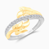 Dual Layer Diamond Leaf Ring