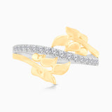 Dual Layer Diamond Leaf Ring