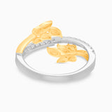 Dual Layer Diamond Leaf Ring