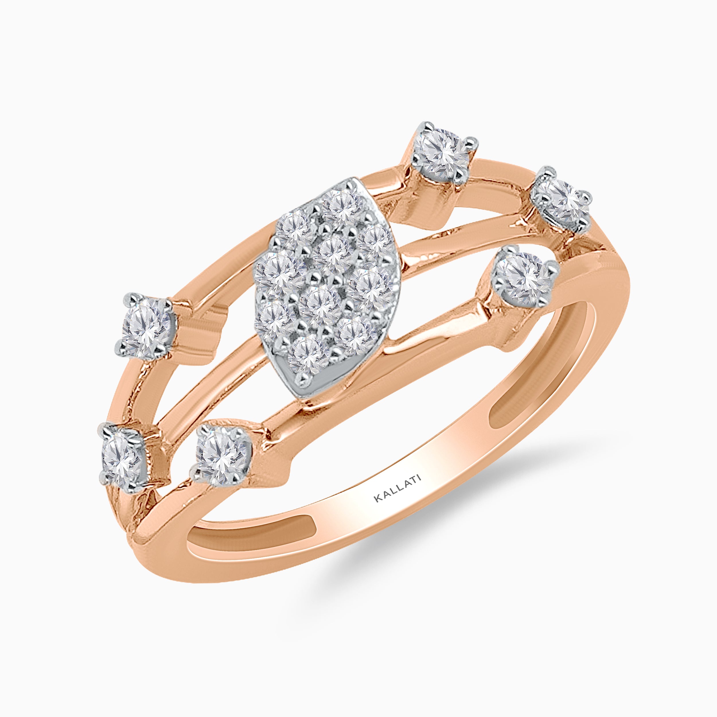 Spekled Diamond Leaf Ring