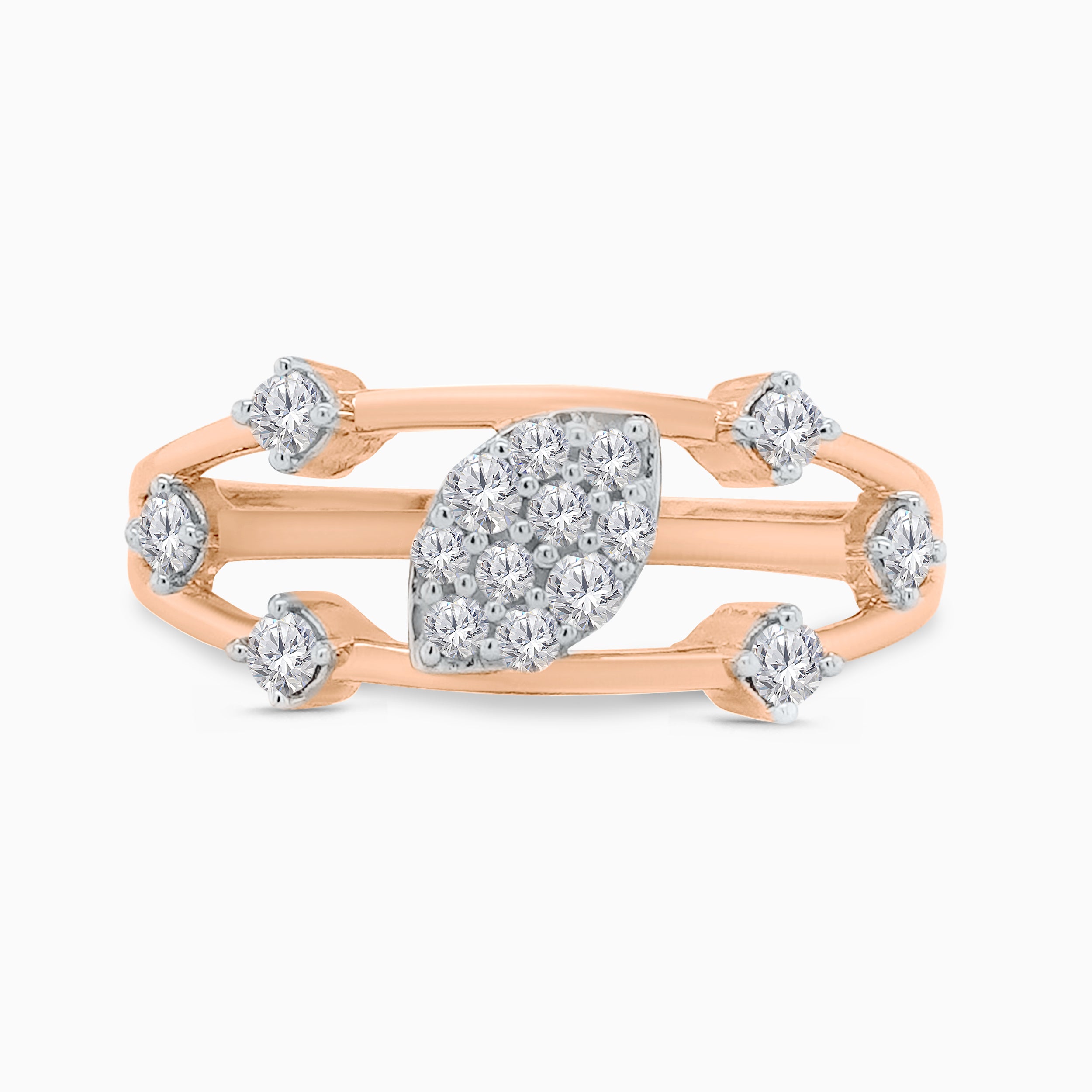 Spekled Diamond Leaf Ring