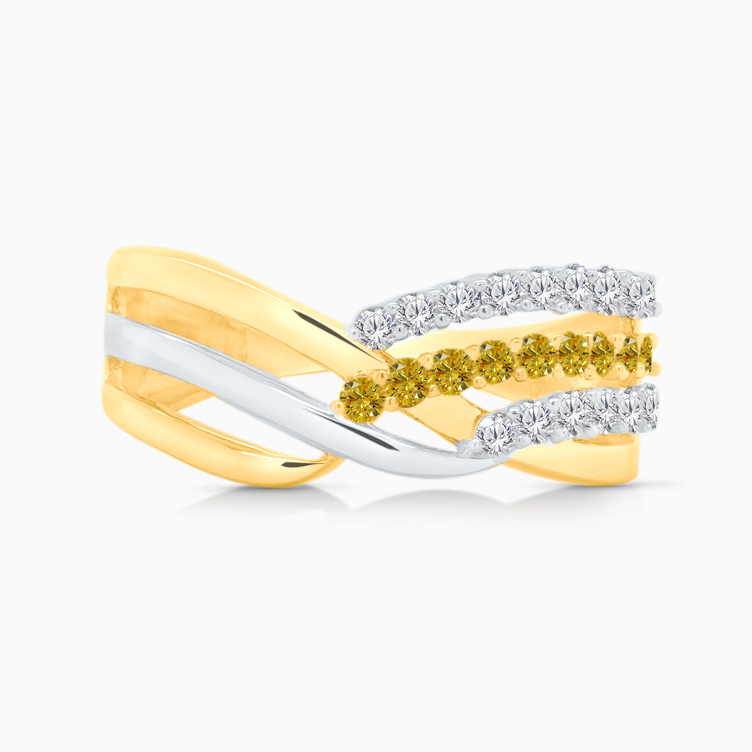 Asymmetric Yellow and White Diamond Band