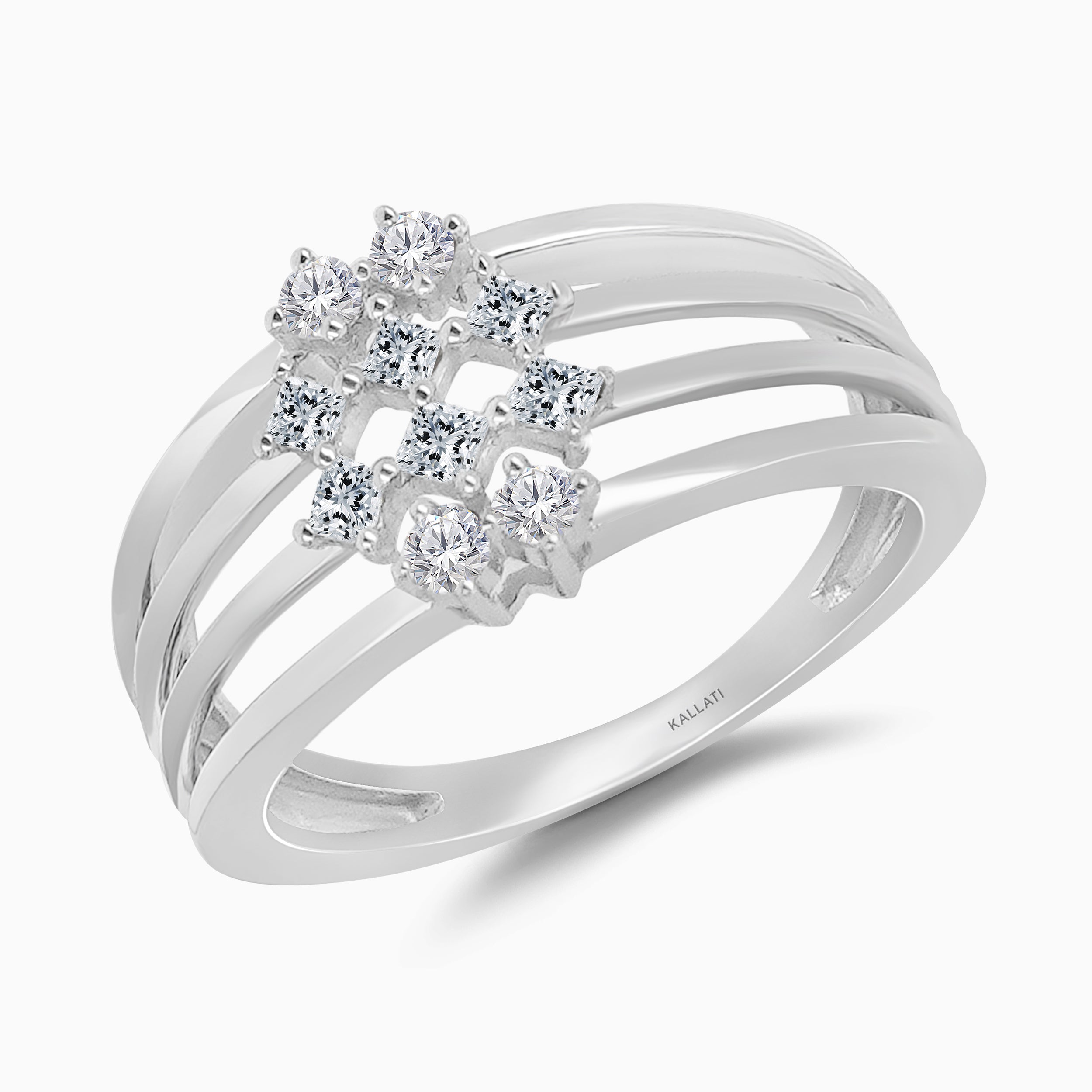 Multi Row Diamond Cluster Ring