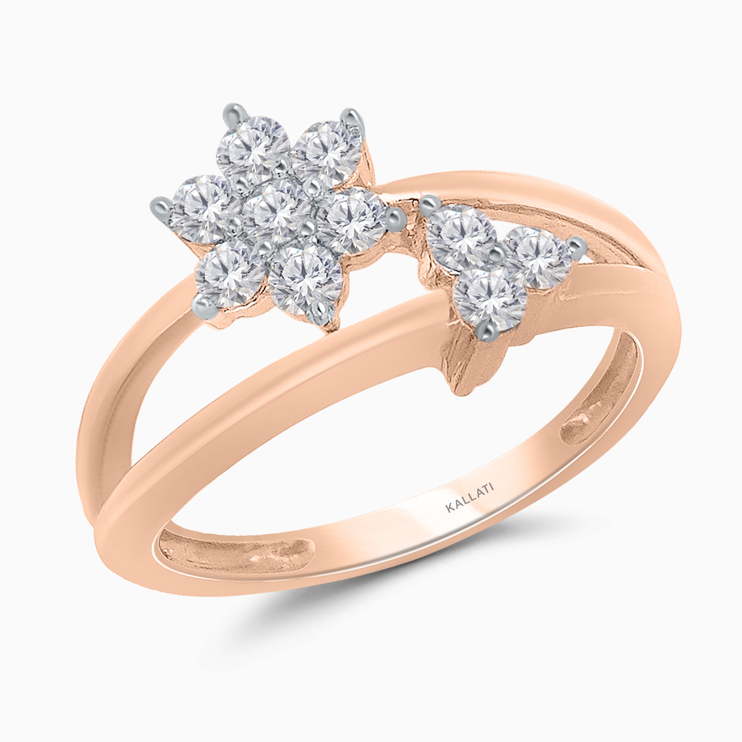 Open Diamond Flowers Ring