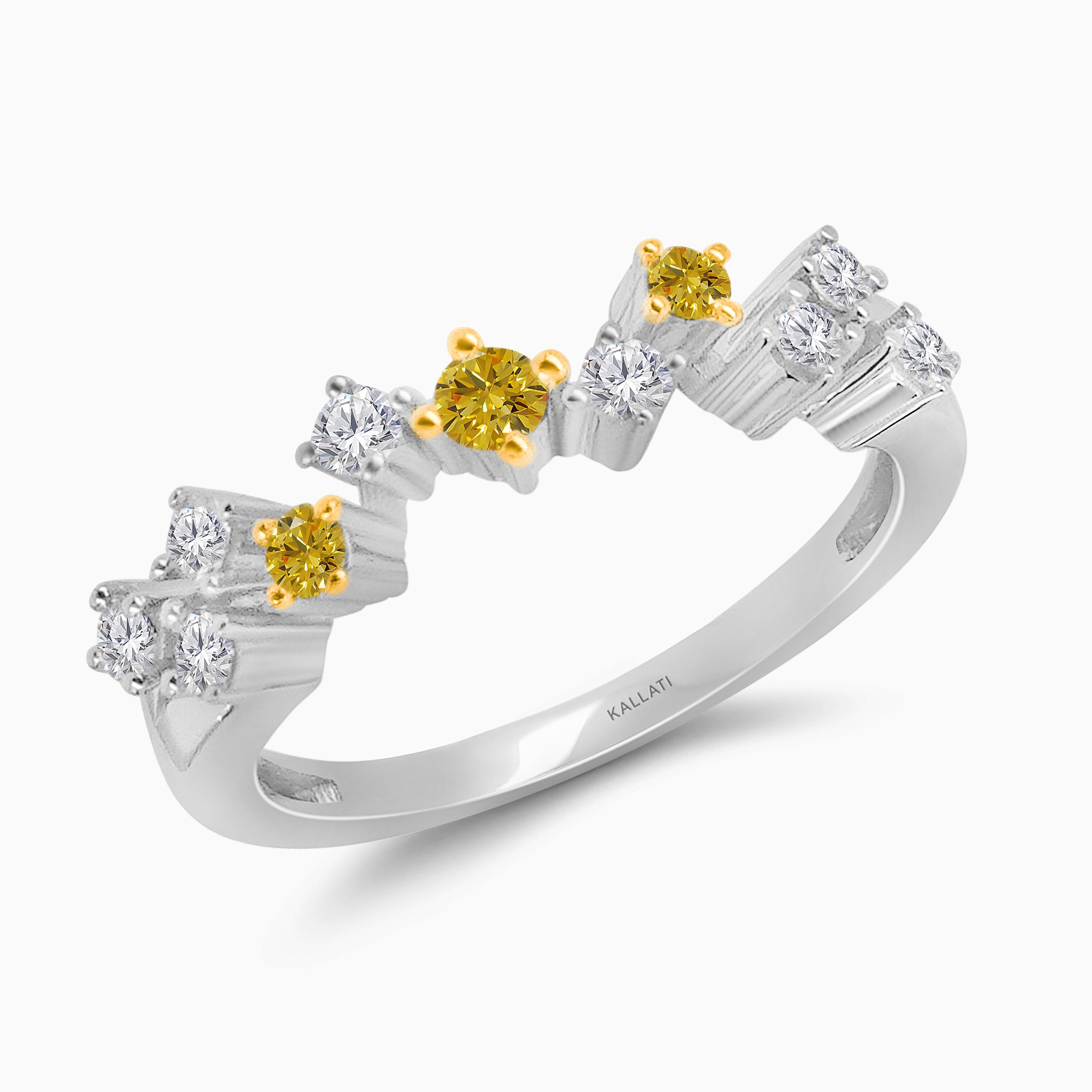 Single Row Yellow and White Diamond Band