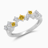 Single Row Yellow and White Diamond Band