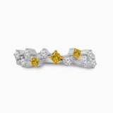 Single Row Yellow and White Diamond Band