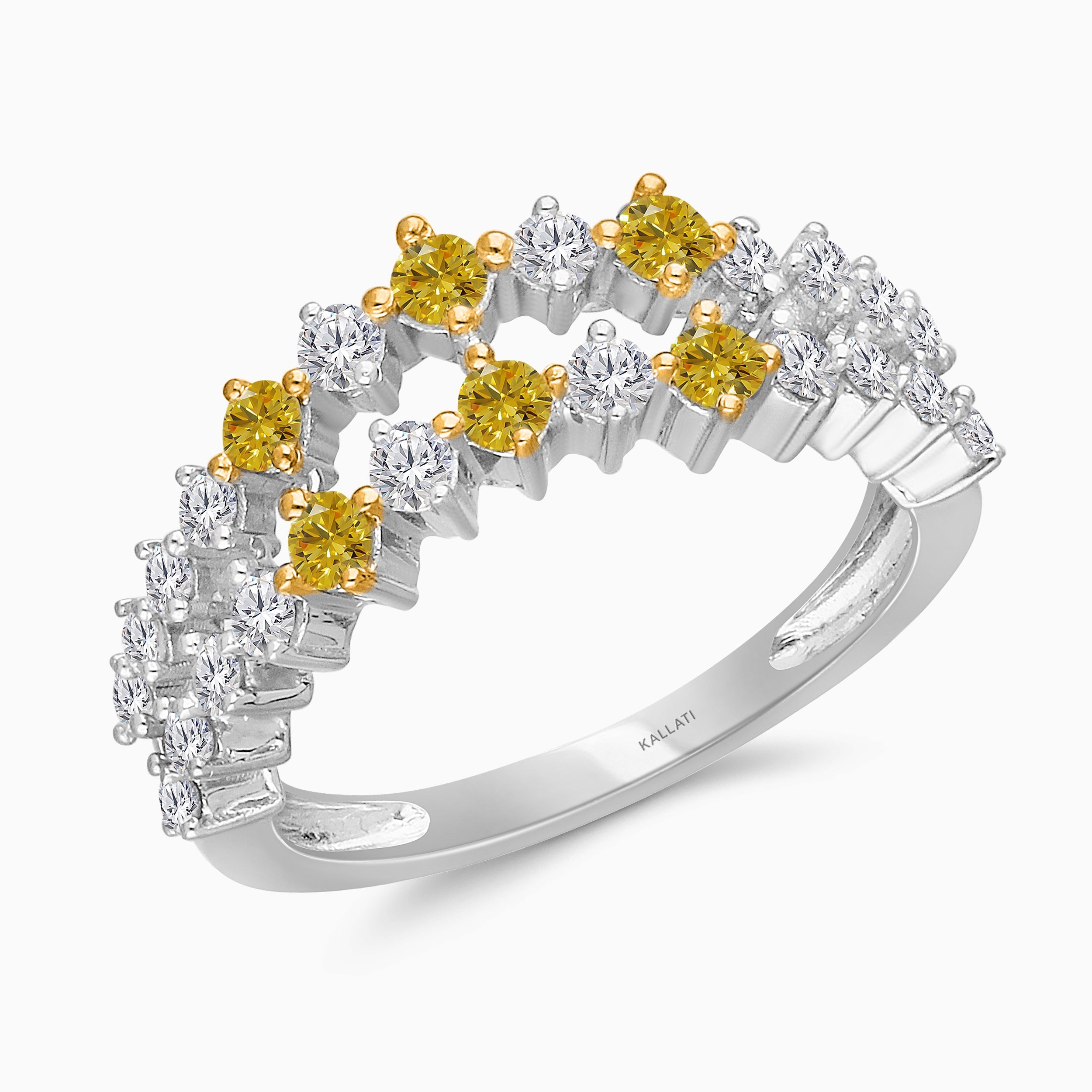 Yellow and White Diamond Split Eternity Band