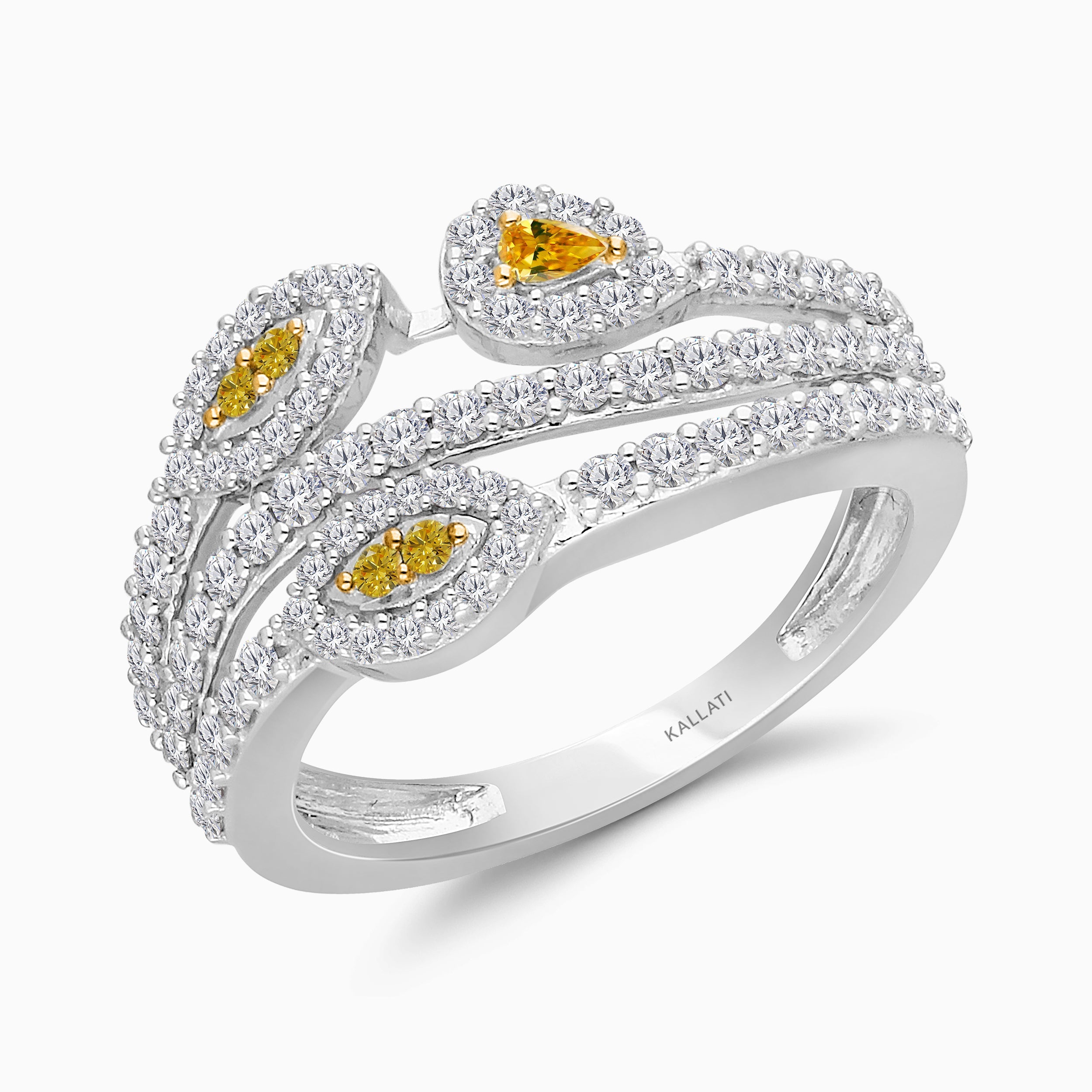 Trio Yellow & White Diamond Ring Yellow Diamond
