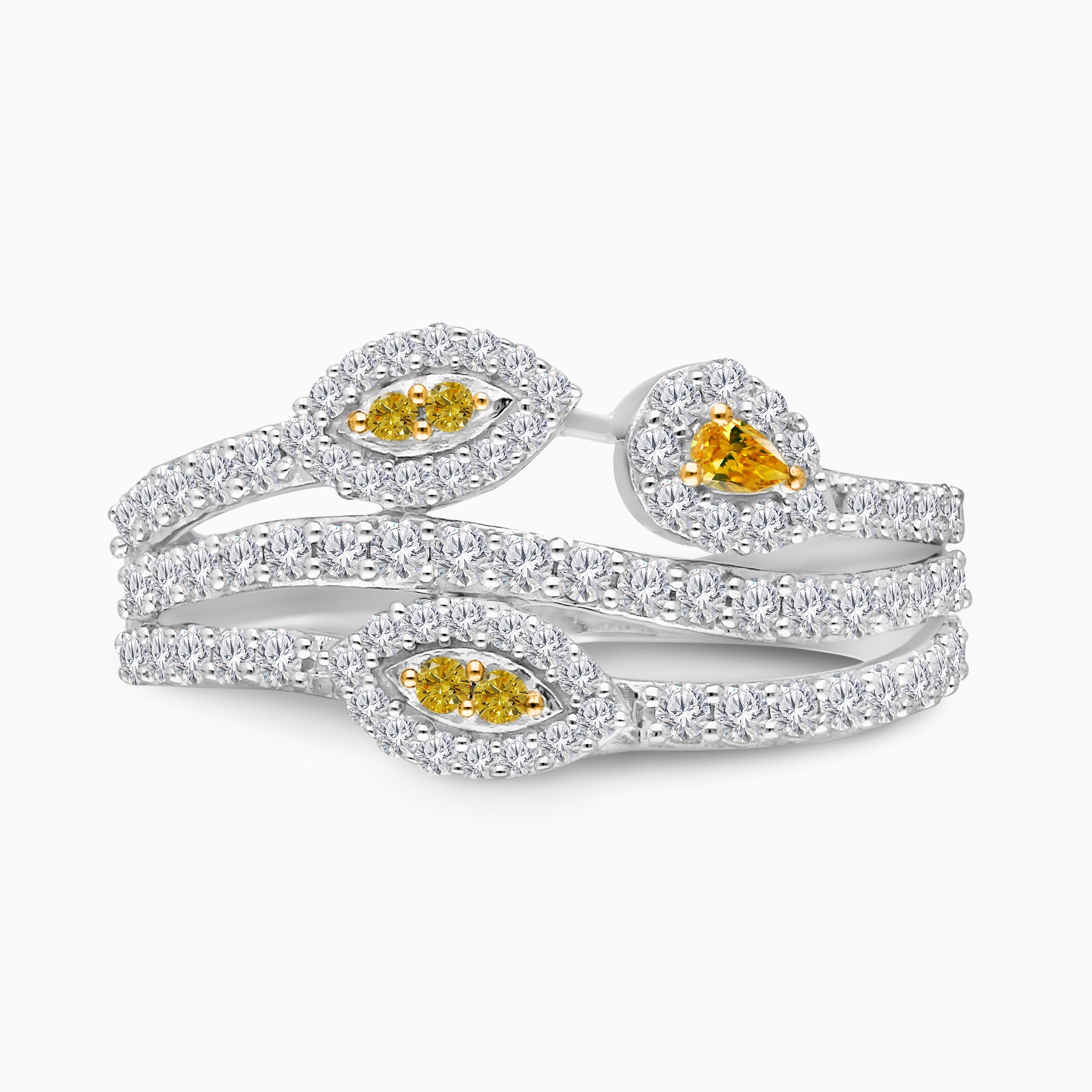Trio Yellow & White Diamond Ring Yellow Diamond