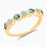 Perfect Pear Blue Topaz and White Diamond Band