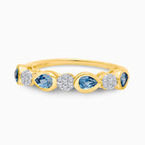 Perfect Pear Blue Topaz and White Diamond Band