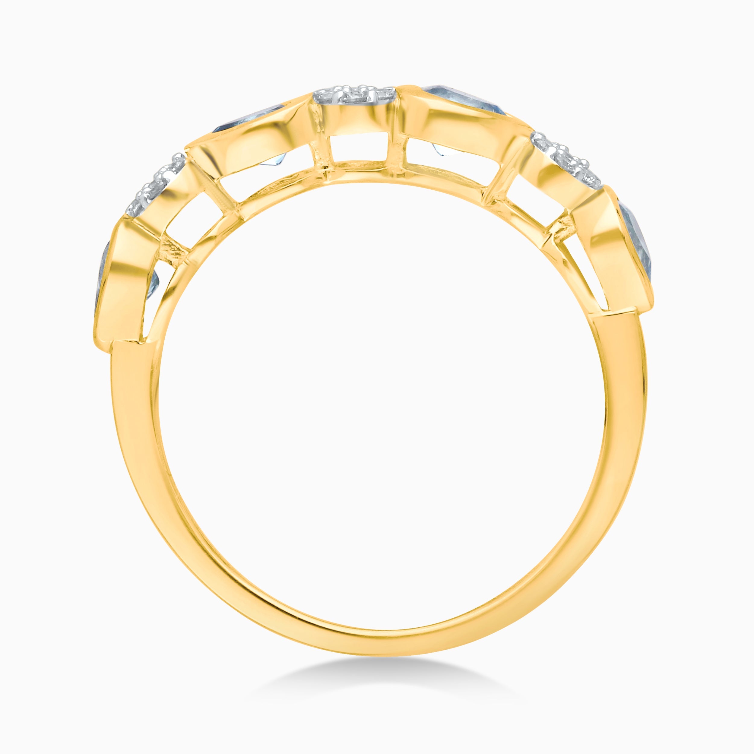 Perfect Pear Blue Topaz and White Diamond Band