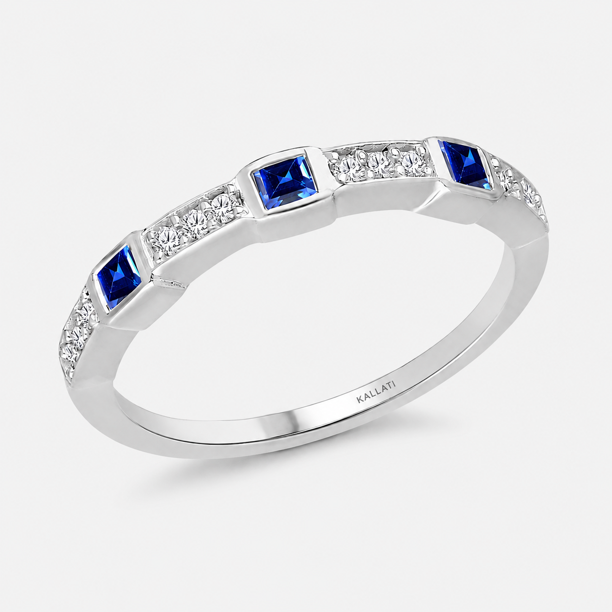 Pave Princess Sapphire Band Blue Sapphire