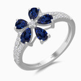 Flower Power Blue Sapphire and Diamond Ring