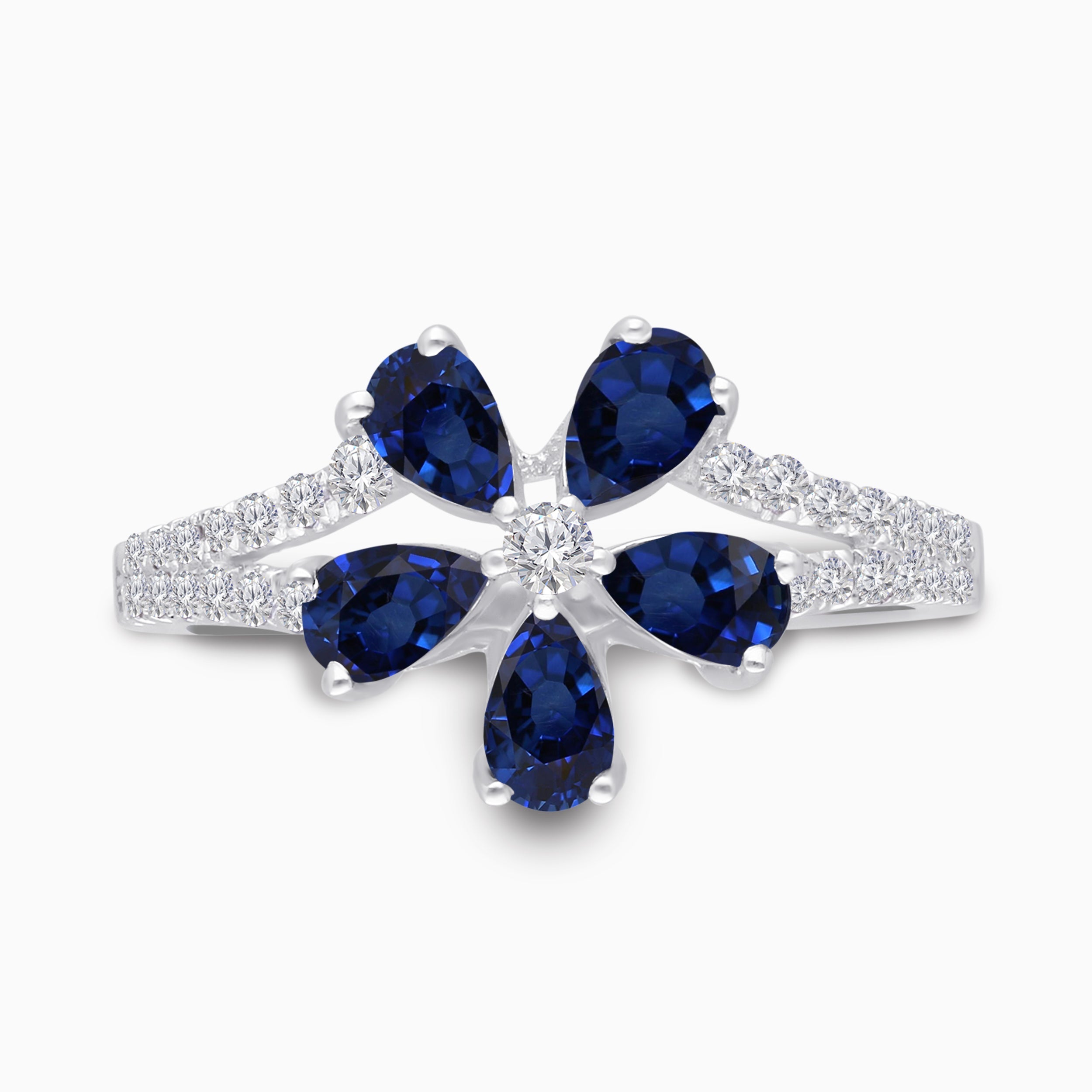 Flower Power Blue Sapphire and Diamond Ring