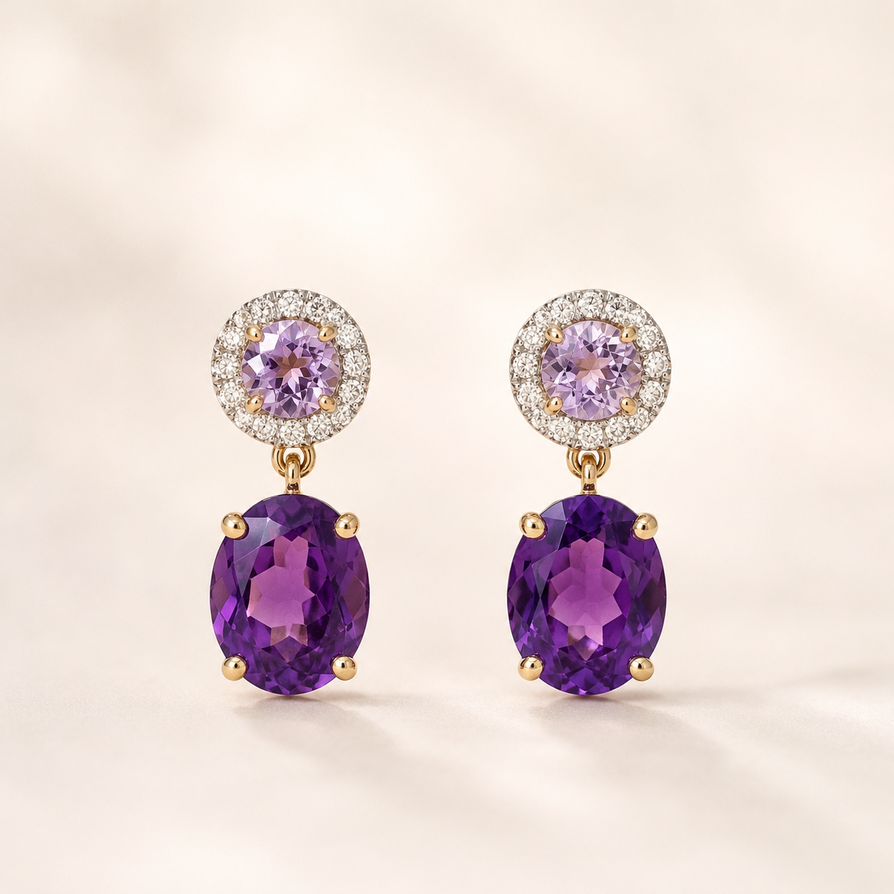 Graduating Diamond & Amethyst Drops Amethyst