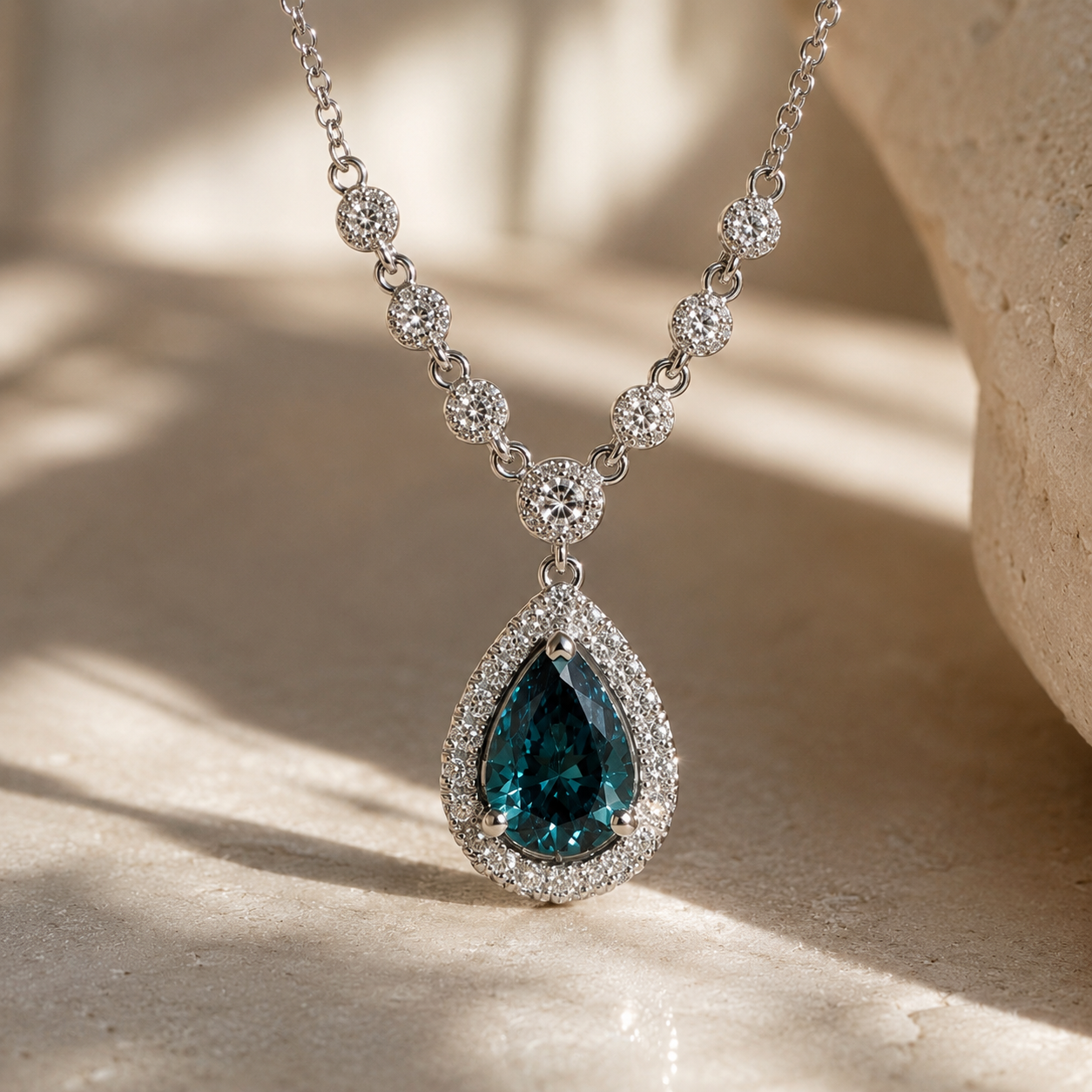 Certified Blue Diamond Drip Necklace