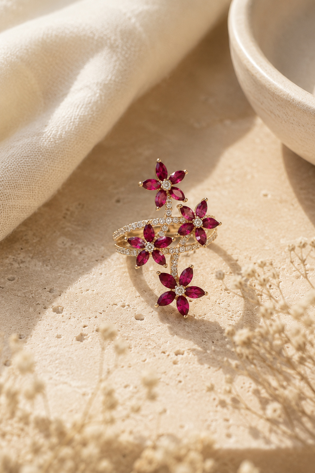 Flower Garden Ruby & Diamond Ring Ruby