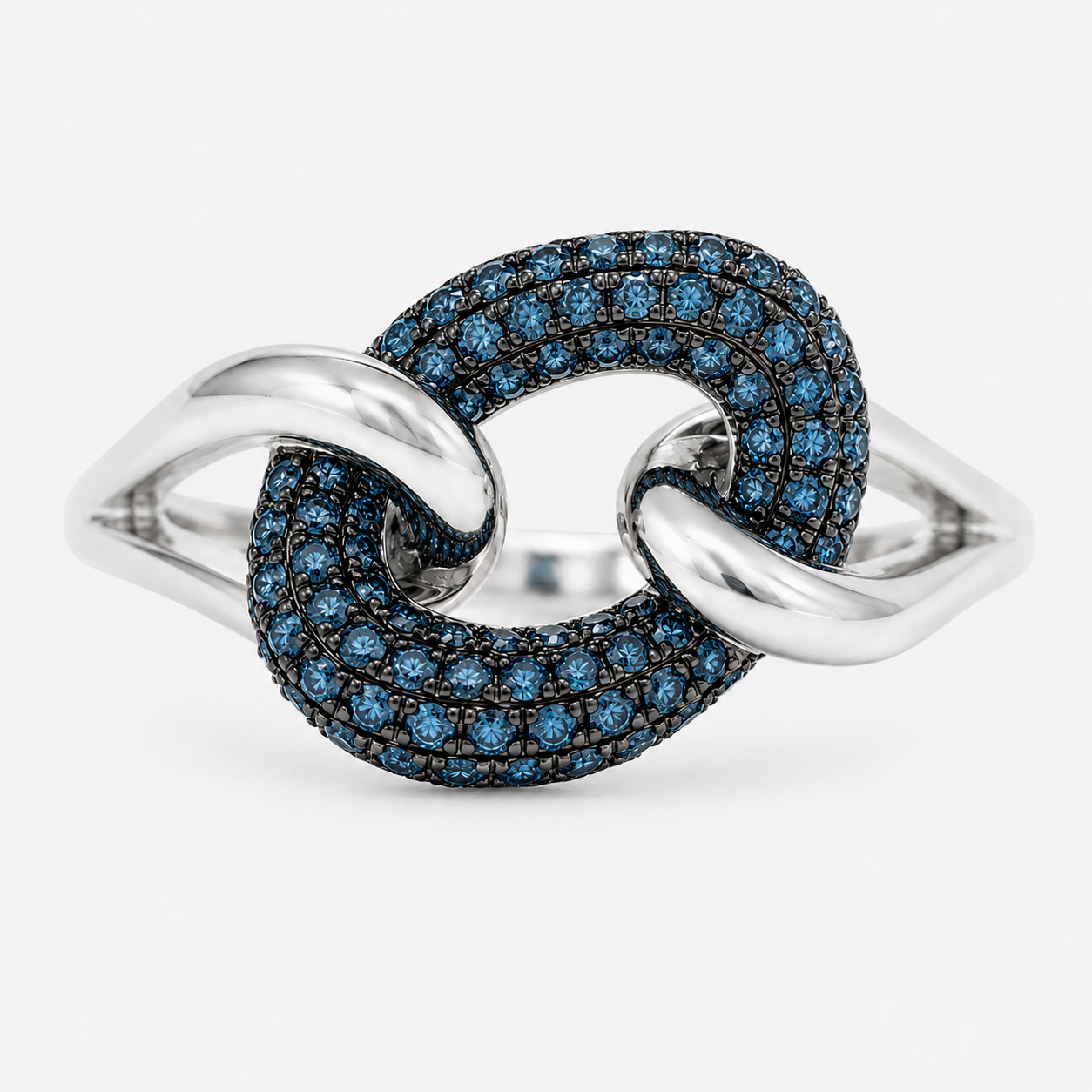 Blue Diamond Open Link Chain Ring blue diamond